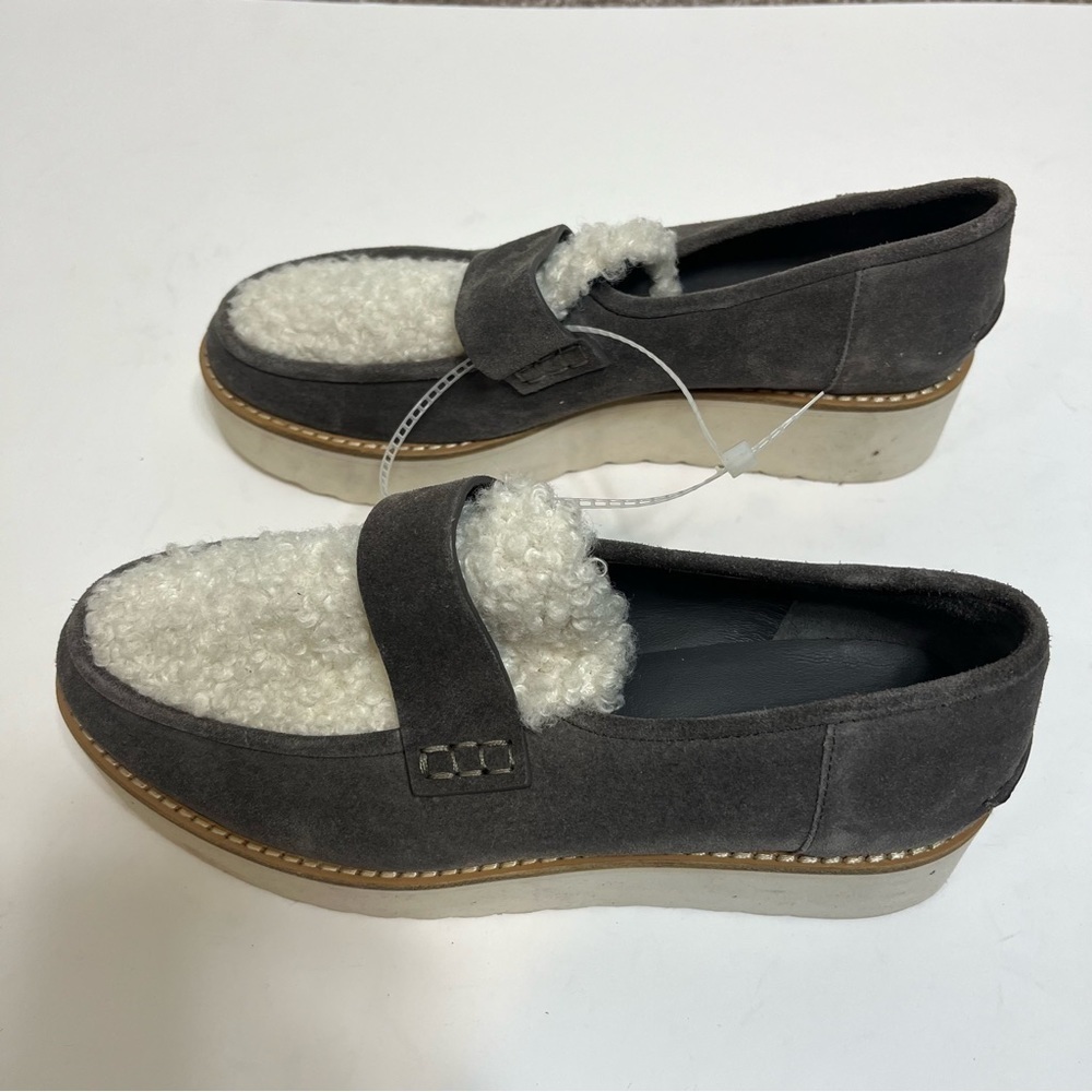 Vince Shearling Zola Suede Slip On Platform Loafer 6.5 - Picture 6 of 11